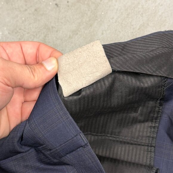 Mens Navy Blue Plaid Dress Pants Wool Pleated Trousers 38x31 - Picture 6 of 11